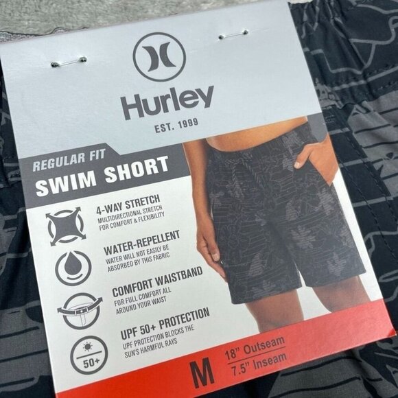 Hurley Mens Black Floral Swim Shorts 18” Outseam Medium a0319 - Picture 2 of 6